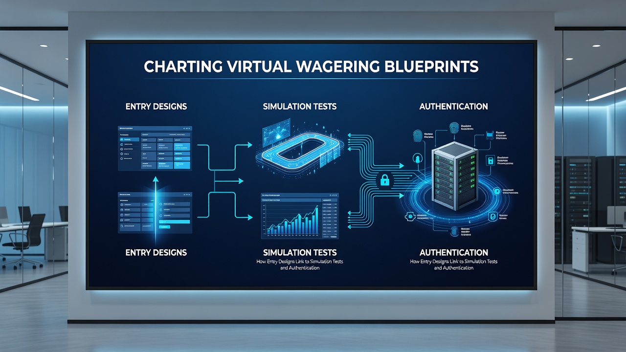 Flowchart illustrating simulation mode access leading into authentication verification steps on wagering sites