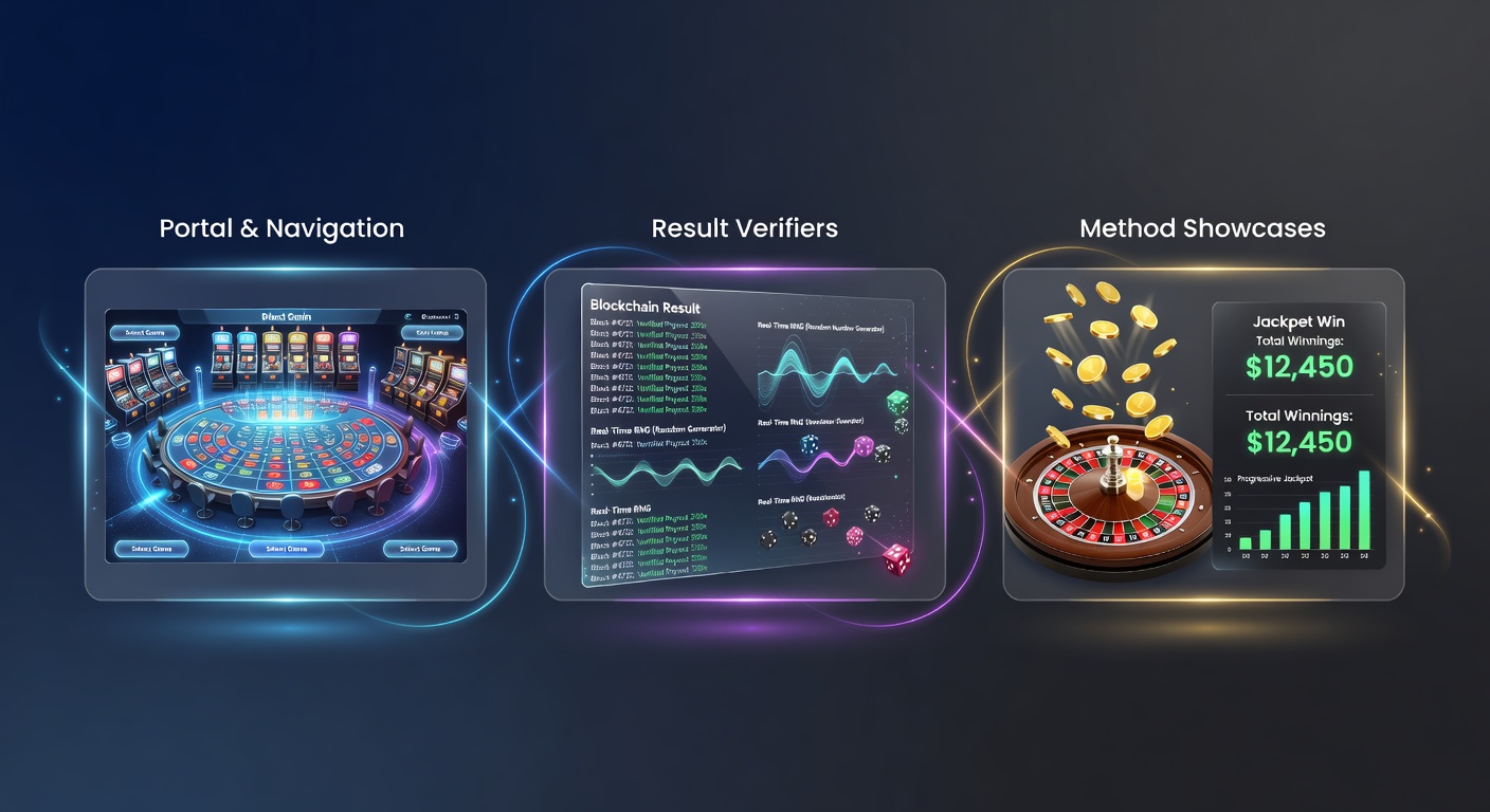 Close-up of a casino results verification page displaying payout histories, RNG certificates, and live win feeds with timestamps and player anonymized stats