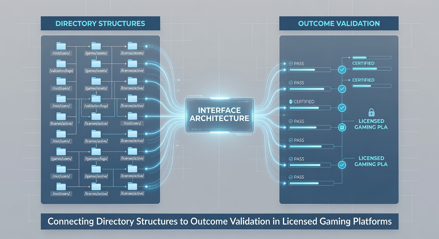 Detailed view of validation nodes connected through directory hierarchies in gaming interfaces