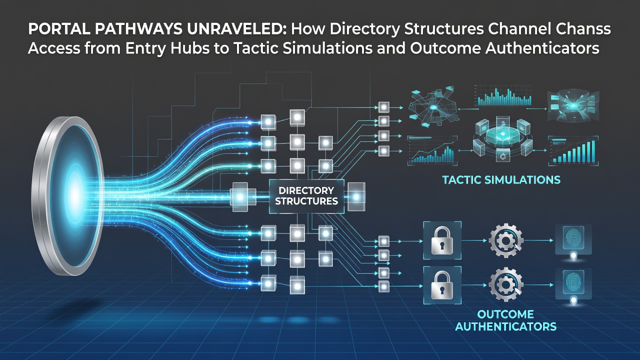 Diagram showing portal directory structures from entry hubs leading to simulation and verification modules