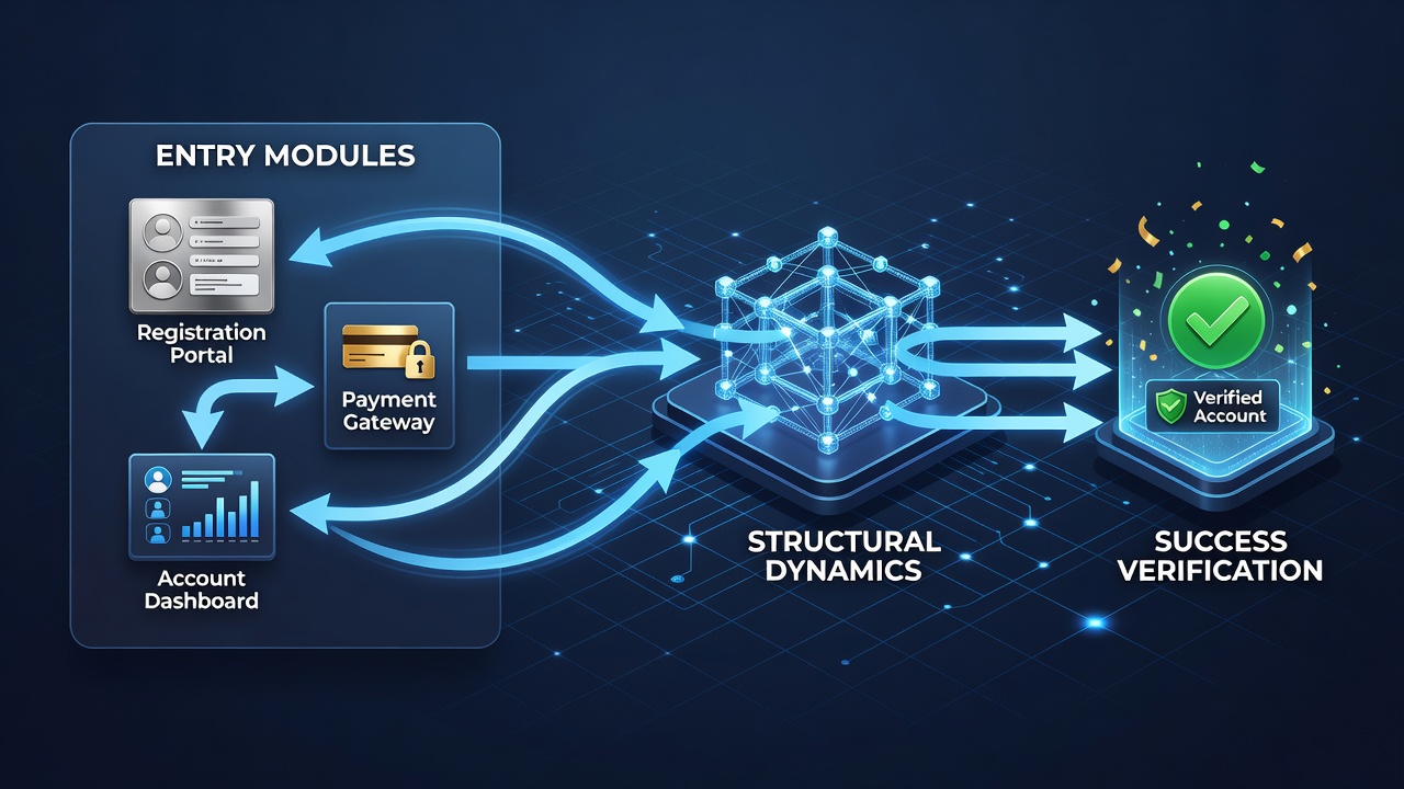 Diagram showing structural connections between entry modules and verification systems in digital casino platforms