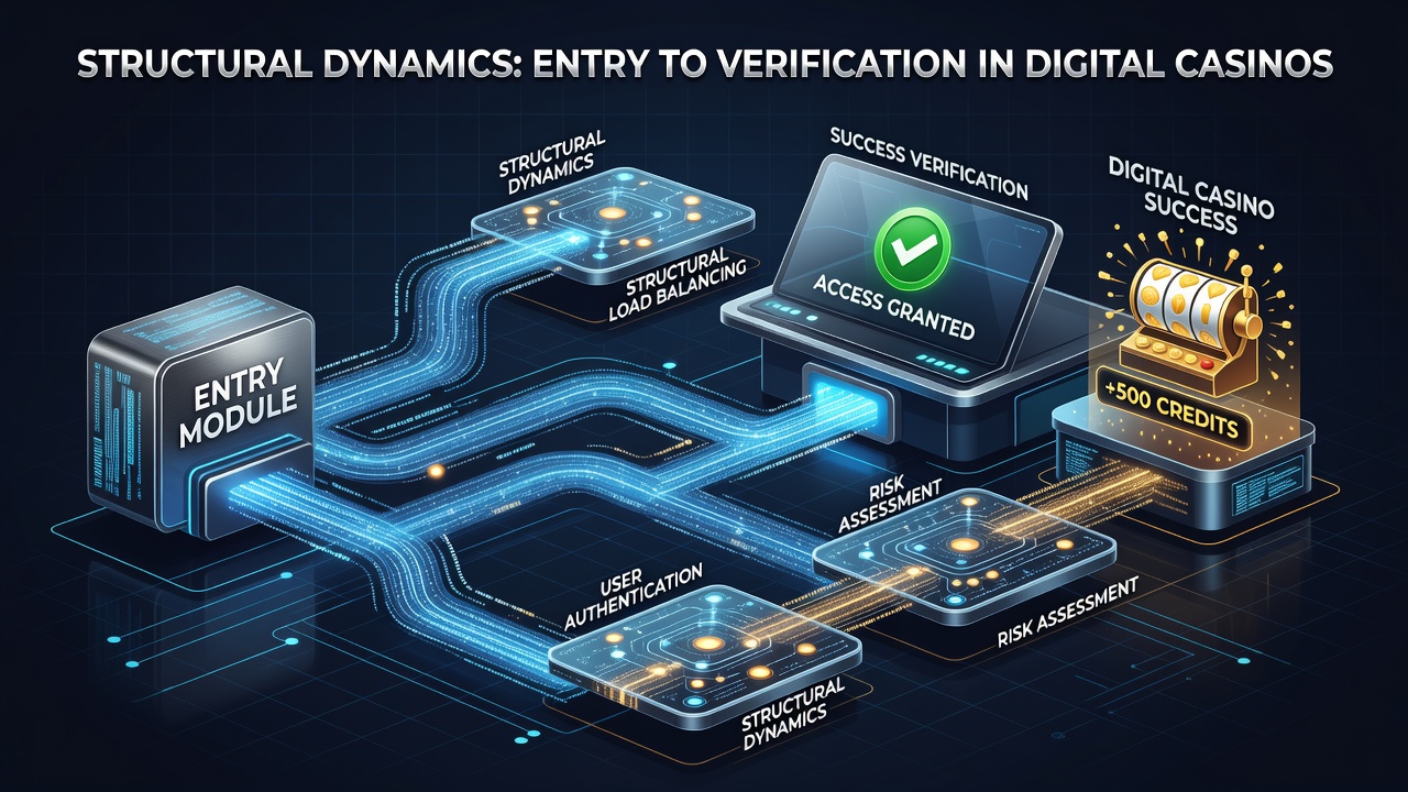 Flowchart illustrating data pathways from casino entry points through structural modules to verified success outputs