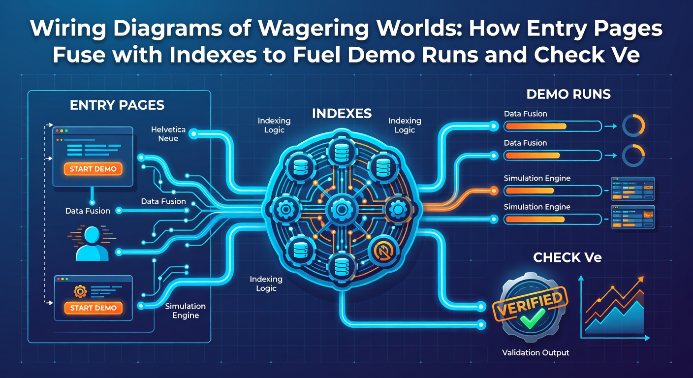 Close-up schematic of data flow from a site's navigation index to demo simulation modules and integrated verification tools, showing API calls and user interaction points